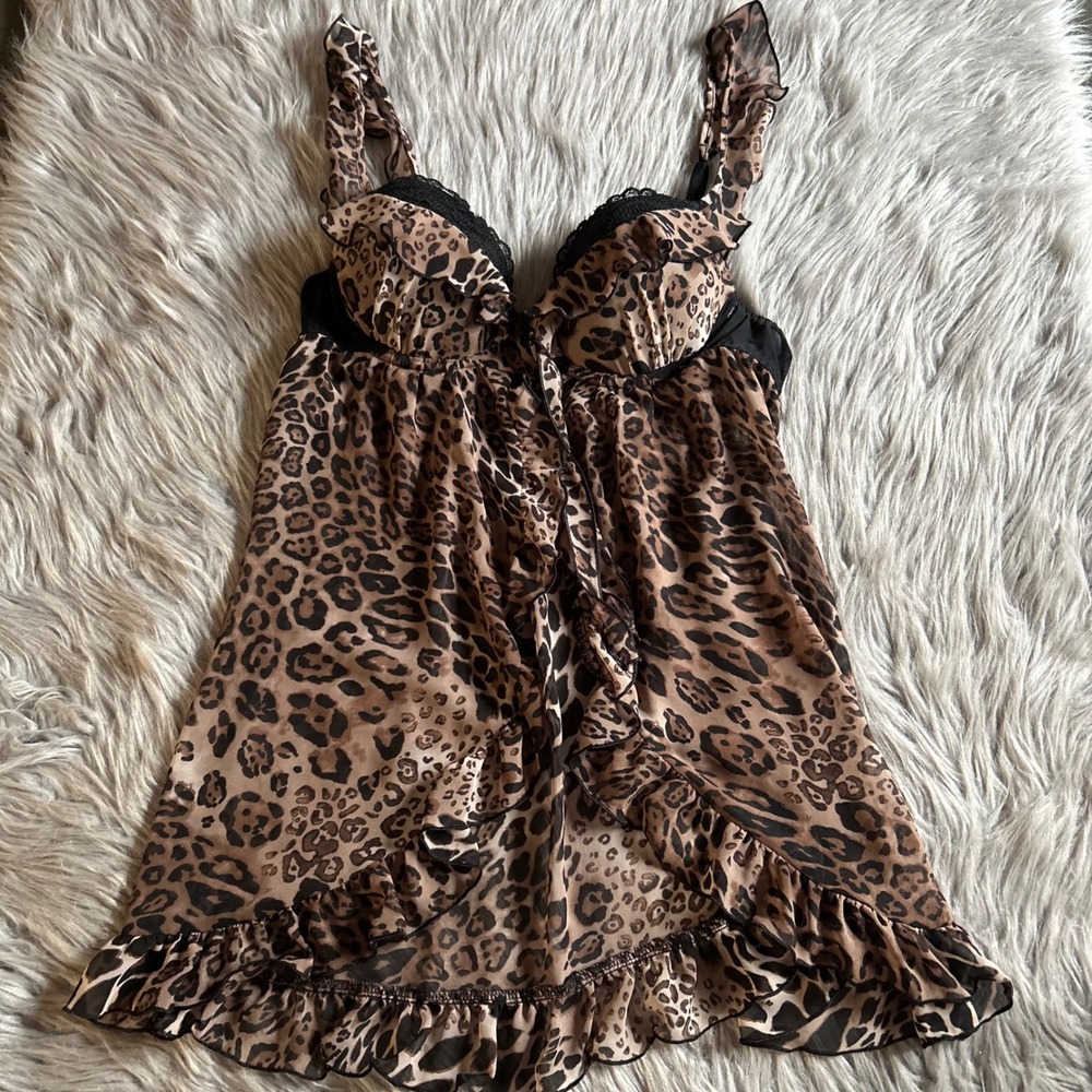Apt. 9 Lightly Lined Slip Womens Size Medium Brown Leopard Lingerie Pajamas Pjs